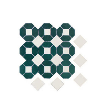 Mosaic House Moroccan tile Jewel 24-1 White,   Sea Green,    solid zellige, mosaic, zellij, field, pattern, glaze 